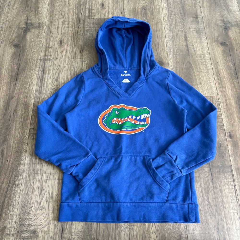 Fanatics Florida Gators Hoodie Womens Small Blue V-Neck Pullover 631653